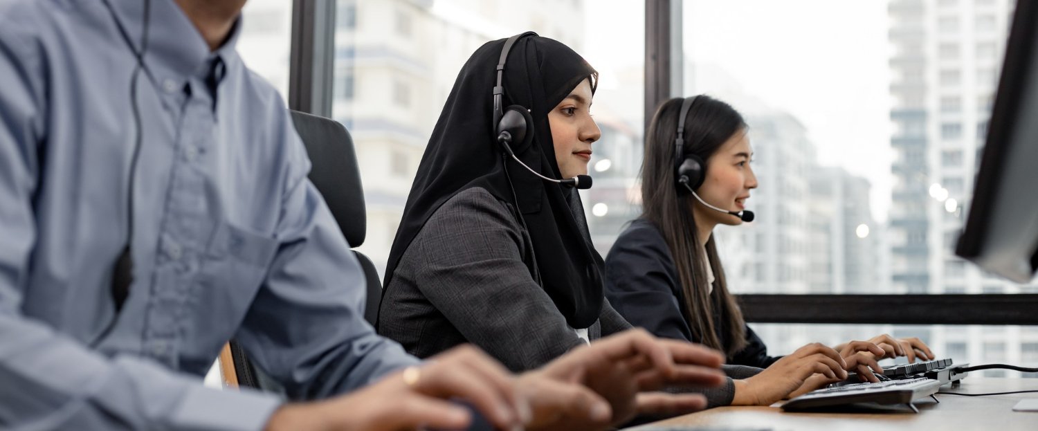 Multilingual CallTawk agents handling live calls in the office